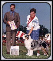 Photo of Debbie Mills showing Emmie and Winning Best of Breed