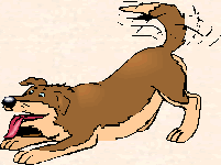 graphic of brown and tan dog playing